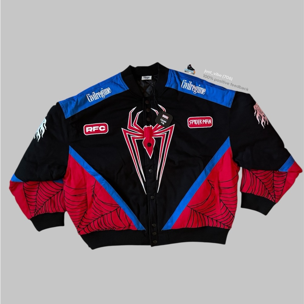 Civil Regime x Marvel Spiderman City Swinging Varsity Jacket Men’s 2XL NWT RARE